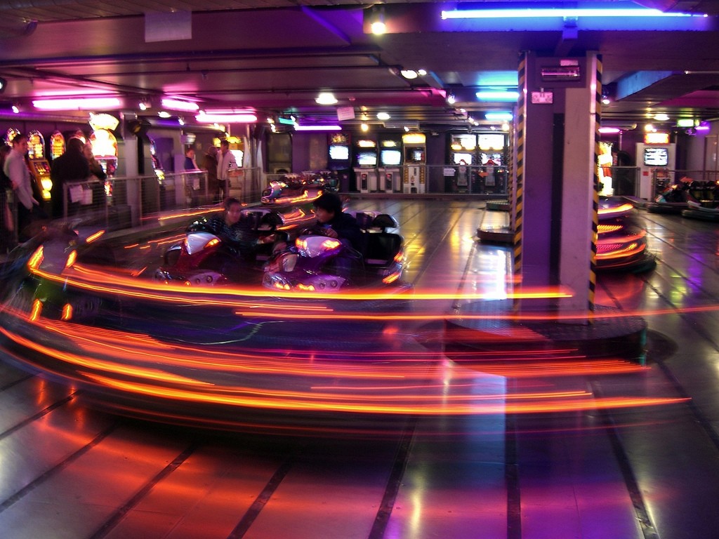 colorful indoor bumper cars