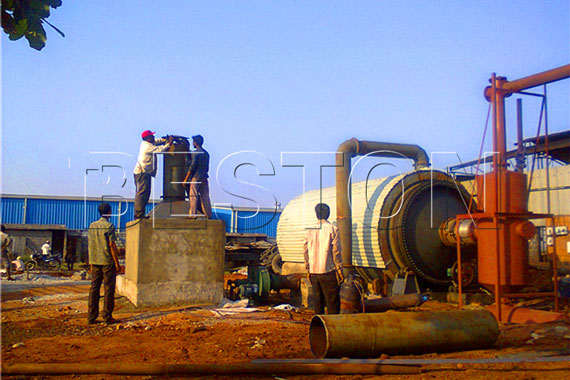plastic into oil machine