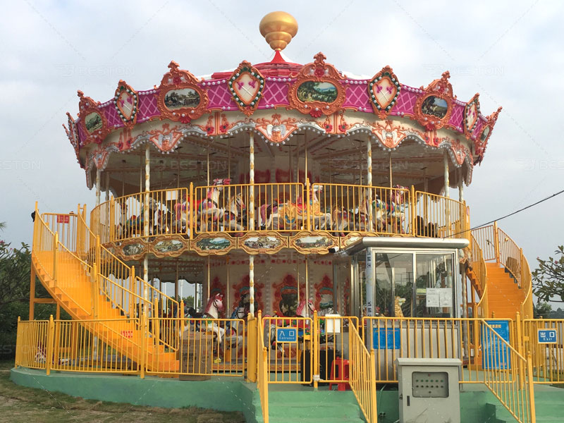 double decker carousel ride in the amusement park